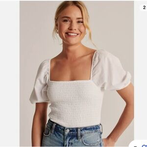 NWT A&F White Puff Sleeve Top
